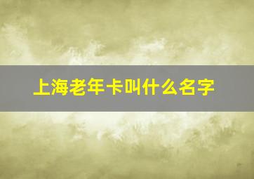 上海老年卡叫什么名字