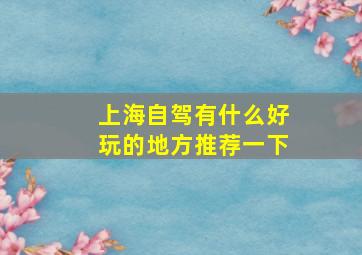 上海自驾有什么好玩的地方推荐一下