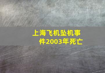 上海飞机坠机事件2003年死亡