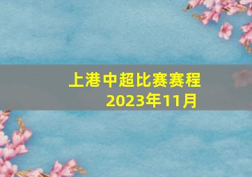 上港中超比赛赛程2023年11月