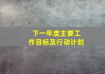 下一年度主要工作目标及行动计划