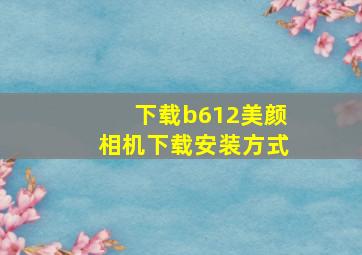 下载b612美颜相机下载安装方式