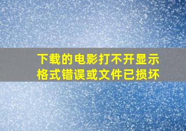 下载的电影打不开显示格式错误或文件已损坏