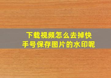 下载视频怎么去掉快手号保存图片的水印呢