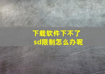 下载软件下不了sd限制怎么办呢