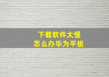 下载软件太慢怎么办华为平板