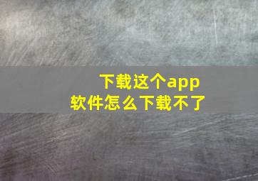 下载这个app软件怎么下载不了