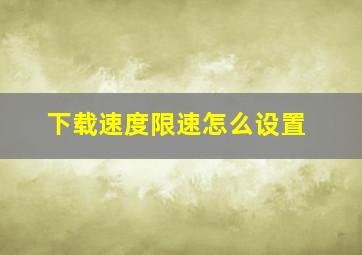 下载速度限速怎么设置