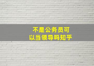 不是公务员可以当领导吗知乎