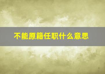 不能原籍任职什么意思