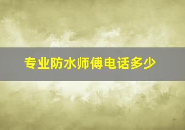 专业防水师傅电话多少