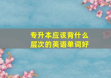 专升本应该背什么层次的英语单词好