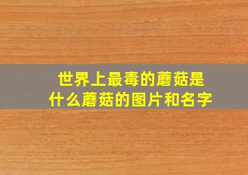 世界上最毒的蘑菇是什么蘑菇的图片和名字