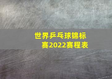 世界乒乓球锦标赛2022赛程表