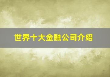 世界十大金融公司介绍