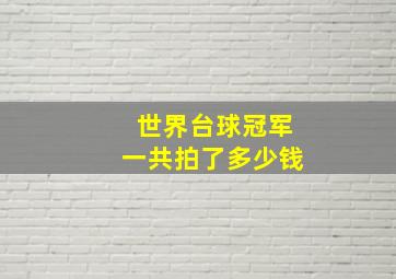 世界台球冠军一共拍了多少钱