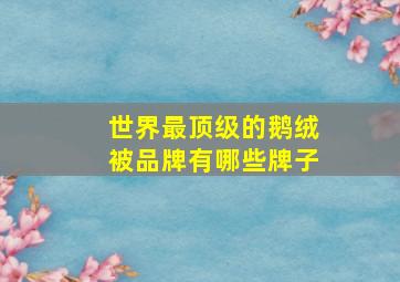 世界最顶级的鹅绒被品牌有哪些牌子