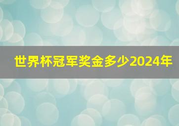 世界杯冠军奖金多少2024年