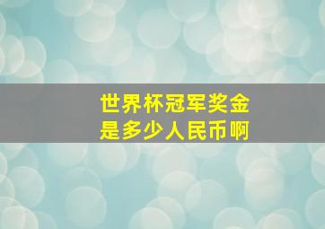 世界杯冠军奖金是多少人民币啊