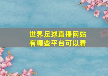 世界足球直播网站有哪些平台可以看