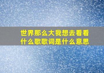 世界那么大我想去看看什么歌歌词是什么意思