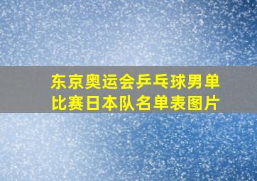 东京奥运会乒乓球男单比赛日本队名单表图片