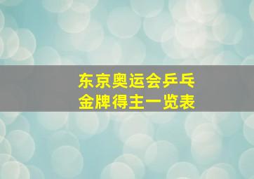 东京奥运会乒乓金牌得主一览表