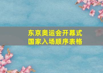 东京奥运会开幕式国家入场顺序表格