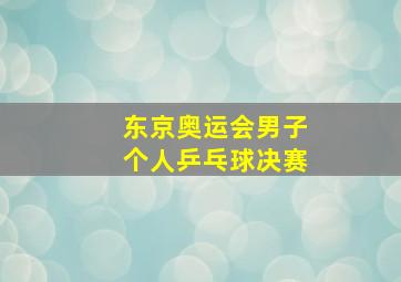 东京奥运会男子个人乒乓球决赛