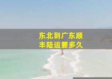 东北到广东顺丰陆运要多久