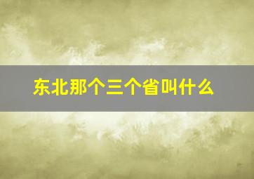 东北那个三个省叫什么