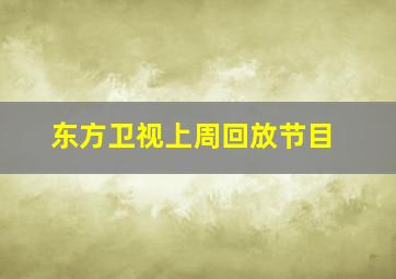 东方卫视上周回放节目