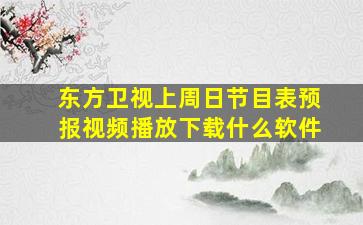 东方卫视上周日节目表预报视频播放下载什么软件