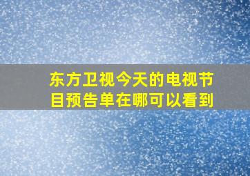 东方卫视今天的电视节目预告单在哪可以看到