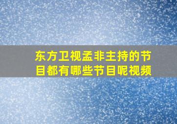 东方卫视孟非主持的节目都有哪些节目呢视频