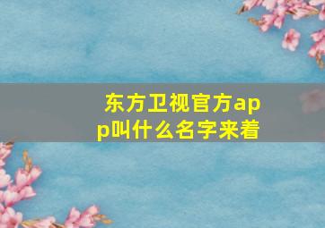 东方卫视官方app叫什么名字来着