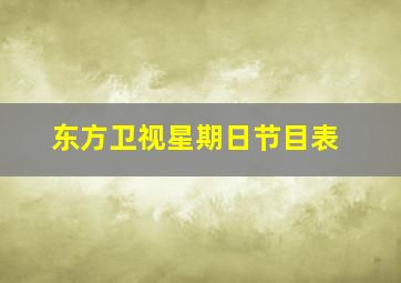 东方卫视星期日节目表