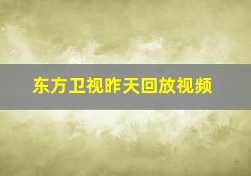 东方卫视昨天回放视频