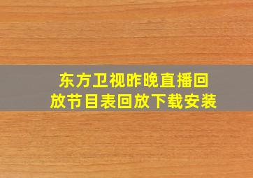 东方卫视昨晚直播回放节目表回放下载安装