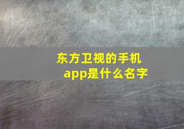 东方卫视的手机app是什么名字