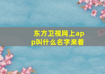 东方卫视网上app叫什么名字来着