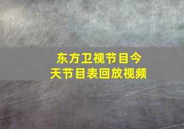 东方卫视节目今天节目表回放视频