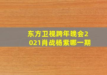 东方卫视跨年晚会2021肖战杨紫哪一期