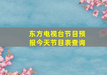 东方电视台节目预报今天节目表查询