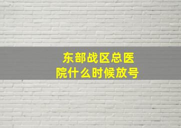 东部战区总医院什么时候放号