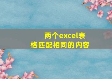 两个excel表格匹配相同的内容