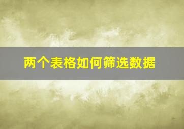 两个表格如何筛选数据