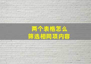 两个表格怎么筛选相同项内容