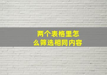 两个表格里怎么筛选相同内容