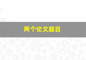 两个论文题目